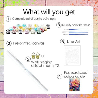 Flower Paint by Numbers Kit for Adults,Peony Adult Painting by Numbers for Beginner on Canvas,DIY Painting Kits for Home Wall Decor,Gifts (Flower4) - Image 4