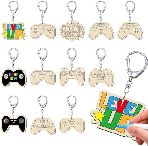 RattanView 24 Pcs Video Game Craft Keychains DIY Keychain, 12 Styles by RattanView