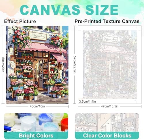 Paint by Numbers Kit for Adults, Flower Shop Number Painting, 16 x 20 Inch - Image 3