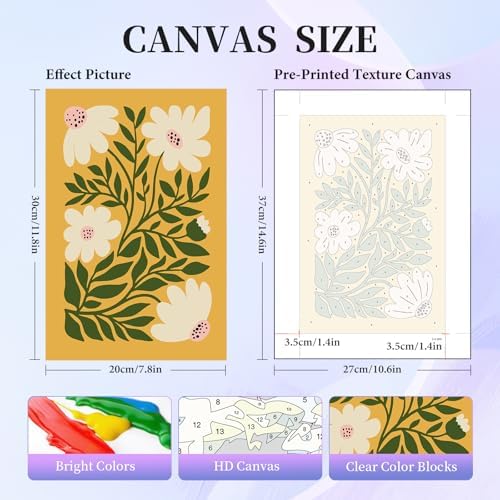 Okarina 6 Pack Paint by Numbers Kit for Adults & Beginners, Flower Designs - Image 2