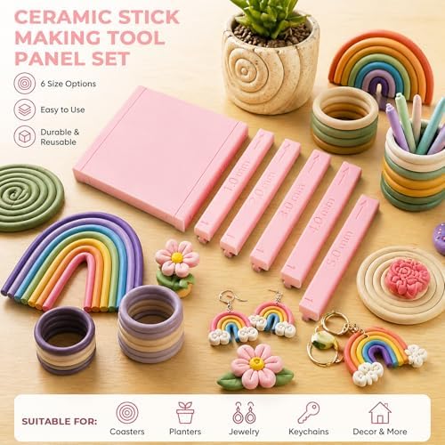 7 Pcs Clay Tube Hoop Roller Guide Set, Clay Rolling Strip Shape Maker - Image 4