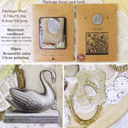 Vintage Junk Journal Items Kit Pre Cut Paper Cards Cutout Cardstock Art Aesthetic Decor Hollow Out Craft Elements Small Embellishments Supplies for Adults Scrapbook Pack (Photo Frame Yellow) - Image 2