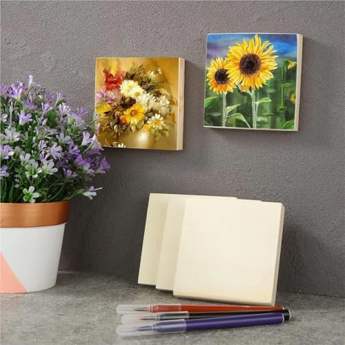 DIY Frame Kit 6Pcs Unfinished Square Wood Panels,4x4/10x10cm,Blank Wooden Canvas Cradled Painting Boards for Drawing,Wood Burning DIY Arts - Image 7