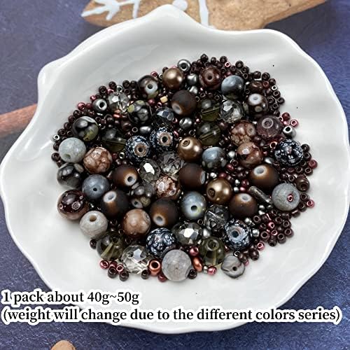 Assorted Glass Resin Beads Multi Size Colors Smooth Cracked Gravel Millet Spacer Beads for Bracelets Necklace Earring DIY Jewelry Making Craft(Deep Amber Series) - Image 2