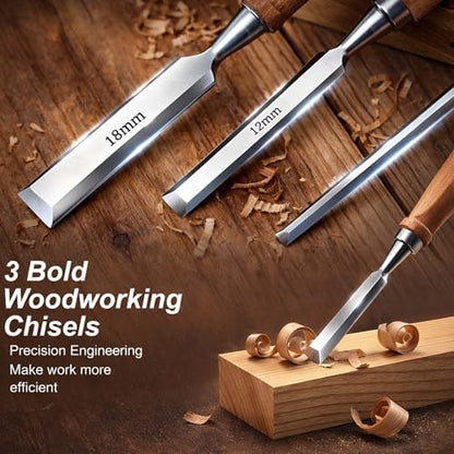 Wood Carving Kit, 25Pcs Complete Whittling Kit - 9 Walnut Handles Wood Carving Knife, 5 Detail Knifes, 3 Chisels, Professional Woodworking Tool Set for Beginners DIY Crafts & Gifts - Image 5