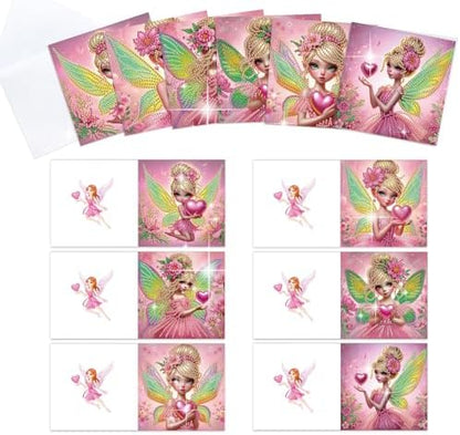 MVVMTOP 6pcs Diamond Painting Greeting Card with envelopes, DIY Fairy Diamond Art Greeting Card for Blessing and Wish Special Shaped Arts Crafts for Christmas Birthday Thanksgiving Day Holiday by MVVMTOP
