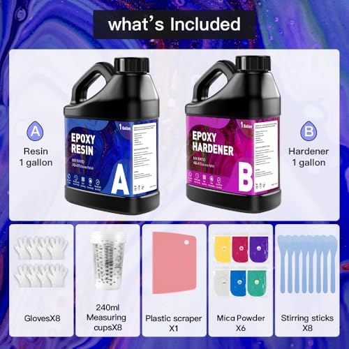 GRLELOU Epoxy Resin Kit 2 Gallon - No Yellowing & Less Bubble 2 Part Epoxy Resin for Beginners, 1:1 Ratio Art Resin for Wood Casting, Jewelry Making, Art Crafting & Countertop Coating (1Gal×2) - Image 5