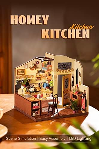 Rowood Miniature House Kit,DIY Miniature Dollhouse Kit for Adults,Wooden Table Collection Model Kits to Build,Birthday for Adult(Homey Kitchen) - Image 2
