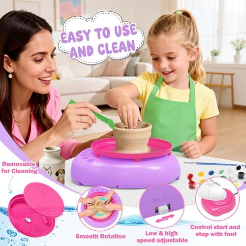 Weilim Pottery Wheel for Kids Beginners, Air-Dry Clay & Paint Kit Ages 6-12 - Image 5