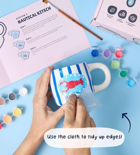 Pott’d Home Pottery Kit & Paint Your Own Mug Bundle - DIY Pottery & Mug Painting Set for Adults. Includes Air-Dry Clay, Tools, Paints, 2 Custom Mugs, Brushes & Step-by-Step Guides - Image 7