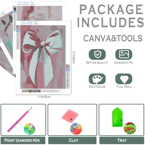 sdfkmlcdl Pink Western Cowgirl Diamond Art Kits for Adults, Rustic Country Cowgirl Boots Horse Bow Full Drill Diamond Painting Kits for Adults Beginners 4 Pack, 12x16 Inch - Image 3
