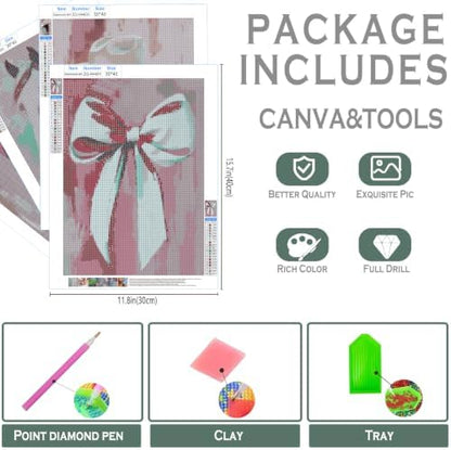 sdfkmlcdl Pink Western Cowgirl Diamond Art Kits for Adults, Rustic Country Cowgirl Boots Horse Bow Full Drill Diamond Painting Kits for Adults Beginners 4 Pack, 12x16 Inch - Image 3
