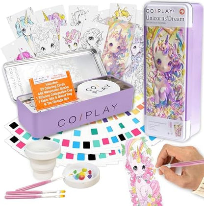 COIPLAY Watercolor Craft Kit, Paint Set, 648 Color Blocks, 52 Coloring Bookmarks, Unicorn Theme, Travel Gift for Kids & Adults by COIPLAY