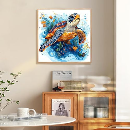 Fountor Sea Turtle Paint by Numbers Kit for Adults Beginner, Sea Turtle Adult Paint by Number Kits on Canvas Without Frame, Oil Painting by Numbers for Home Decor Gift 16” W x 16”L - Image 2