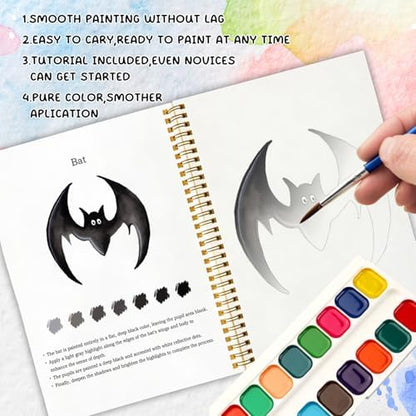 Magic Watercolor Workbook, Water Coloring Book, 12 Patterns, Fantasy Art Watercolor Kit for Beginners, Relaxing DIY Gift for Magic Lovers Painting Book, Adults and Women - Image 4