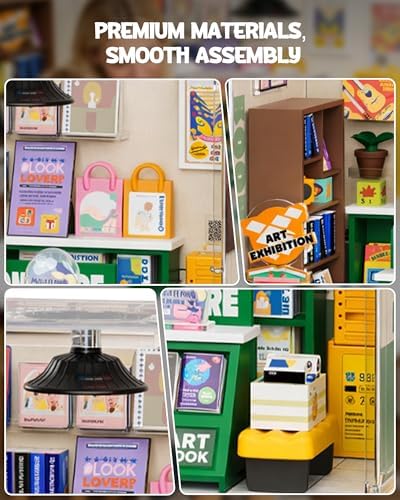 Vodolo DIY Miniature House Kit with Led,Book Nook Kits for Adults Beginners,Book Shelf Decor,3D Puzzle Booknook Craft Kits,Books Lovers Gifts for Women Men Bookshelf Decor,104PCS Bookstore Nightlight - Image 2