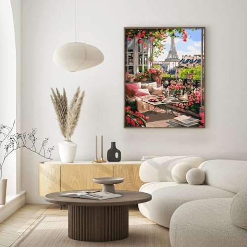 Possoco Paint by Numbers Kit for Adults Beginner, Eiffel Tower Landscape Adult Paint by Number Kits on Canvas, DIY Acrylic Watercolor Oil Paint by Number for Adults for Home Decor Gift 16x20 Inch - Image 2