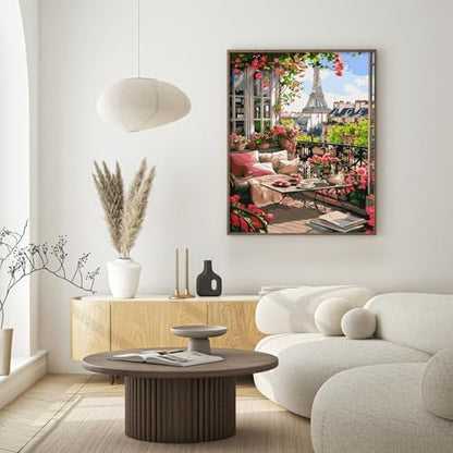 Possoco Paint by Numbers Kit for Adults Beginner, Eiffel Tower Landscape Adult Paint by Number Kits on Canvas, DIY Acrylic Watercolor Oil Paint by Number for Adults for Home Decor Gift 16x20 Inch - Image 2