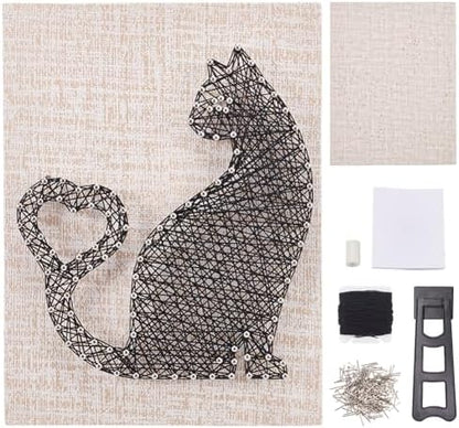WEBEEDY DIY String Art Kit Cat Mitten Animal Craft Kit with Heart Pattern Creative Craft Kits for Adult Christmas Home Wall Table Decorations Gift by WEBEEDY