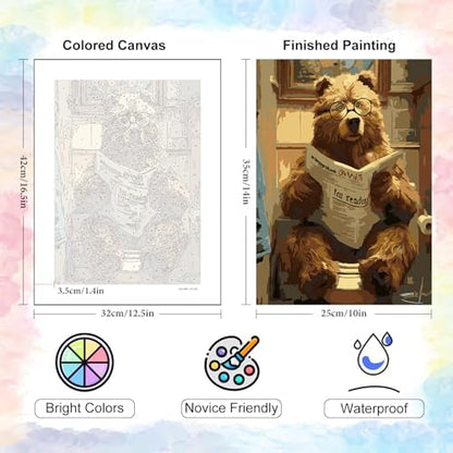 6 Pack Paint by Numbers Kit for Adults Beginner Funny Animals, 10x14 Inch - Image 3