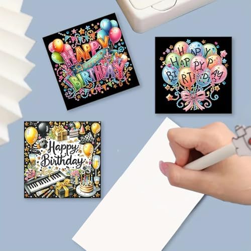 6PCS DIY Birthday Diamond Painting Greeting Cards with Envelopes - Image 5