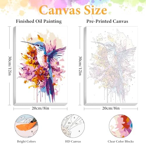 Okarina Framed Paint by Numbers Kit for Adults, Hummingbird Decor 8x12 Inch - Image 2