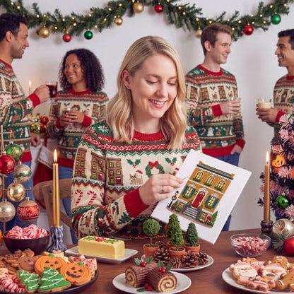 XunYee 25 Pcs Christmas Village House 18 Mesh Needlepoint Canvas Kit - Image 4