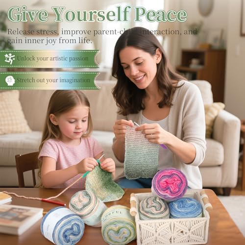 Aeelike Cake Yarn for Crocheting, Soft Ombre Crochet Yarn, Pink Green - Image 5