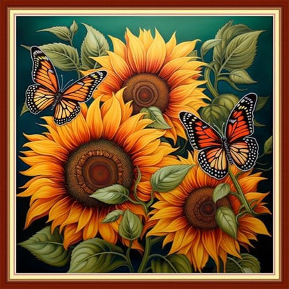 Joyhoor Stamped Cross Stitch Kits for Beginners, Needlepoint Kits for Adults, 11CT Counted Embroidery Kits-Magic Sunflower 18x18 inchs by JoyhoorCrossStitchKits