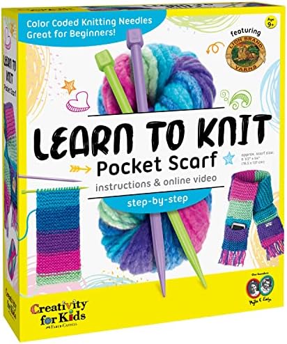 Creativity for Kids Learn to Knit Pocket Scarf - DIY Knitting Kit for Beginners, Kids Craft Kit by CreativityforKids