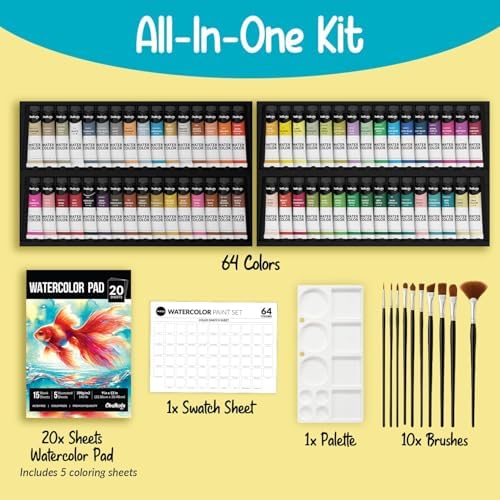 Chalkola 64 Water Color Paint Set for Adults, Kids & Professional Artists - Image 2