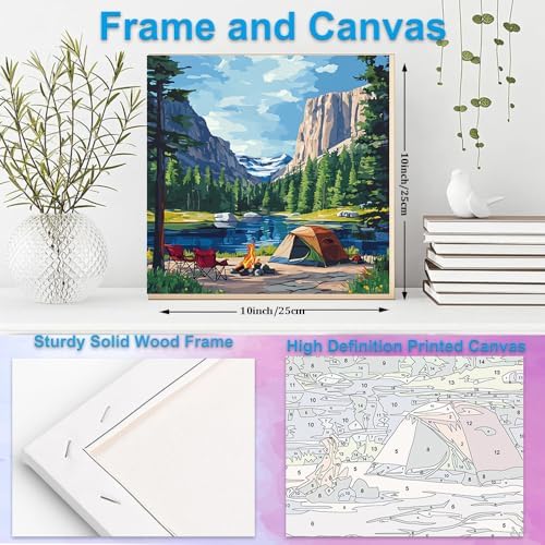 Artunion Framed Paint by Numbers Kit for Adults Beginners & Kids Ages 8-12,Camping National Parks Paint by Number with Frame,Landscape Paint by Numbers Kit on Canvas 10 * 10 Inch Without Easel - Image 5