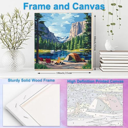 Artunion Framed Paint by Numbers Kit for Adults Beginners & Kids Ages 8-12,Camping National Parks Paint by Number with Frame,Landscape Paint by Numbers Kit on Canvas 10 * 10 Inch Without Easel - Image 5