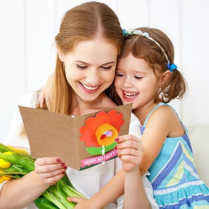 Motipuns 24 Sets Mother's Day Flower Card Making Kits Mother's Day DIY Craft Make Your Own Greeting Card Making Kit Flower Craft Mom Gift Party Decor Fun Home Activities - Image 4