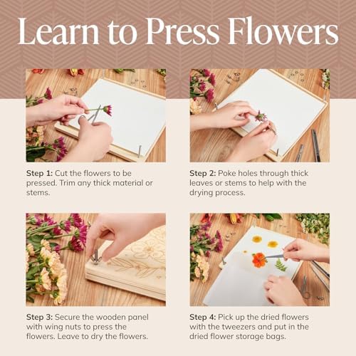 DIY Gift Kits Flower Press Kit - 20 Layers - 2 Sets of 10x10 Inch Wooden Panels - Easy Dried Flower Crafting and Preservation - Adult Beginner Gift Set - Image 5