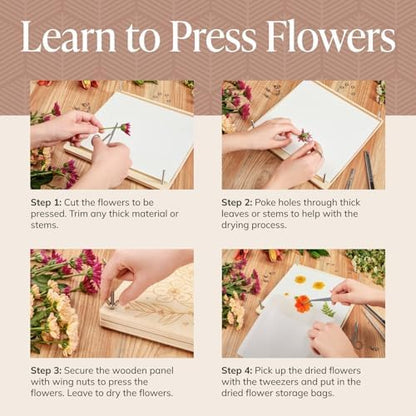 DIY Gift Kits Flower Press Kit - 20 Layers - 2 Sets of 10x10 Inch Wooden Panels - Easy Dried Flower Crafting and Preservation - Adult Beginner Gift Set - Image 5