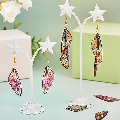 FASHEWELRY 56Pcs Resin Rainbow Butterfly Wings Charms Transparent Wings Earring Charms Feather Fairy Wings Pendants with Jewelry Findings for Crafts Jewelry Making - Image 2