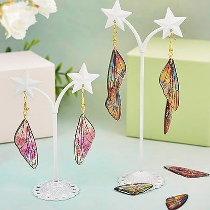 FASHEWELRY 56Pcs Resin Rainbow Butterfly Wings Charms Transparent Wings Earring Charms Feather Fairy Wings Pendants with Jewelry Findings for Crafts Jewelry Making - Image 2