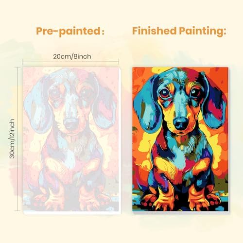 MXJSUA Dachshund Dog Paint by Numbers Kit with Frame for Adults, Animal Easy Beginners Paint by Number on Canvas with Easel, Acrylic Number Painting Craft Gifts for Home Decor, 8x12 inch - Image 3