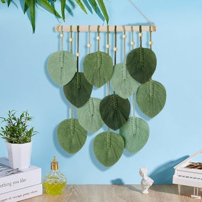 FREEBLOSS Macrame Leaf Wall Hanging Kit Boho Leaves Macrame Tapestry Macrame Kit for Beginners Handmade Woven Hanging Tapestry Bohemian Macrame Wall Art for Living Room Bedroom - Image 5
