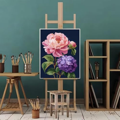 Natuyalo Flowers Paint by Numbers Kits for Adults, Pink and Purple Flowers Painting by Numbers Kits for Beginner, Adult Acrylic Kits on Canvas Home Wall Decor 16x20 inch - Image 2