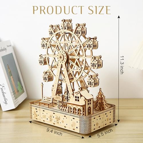 3D Wooden Puzzles for Adults, Ferris Wheel Kit w/Music & Spark Light - Image 2