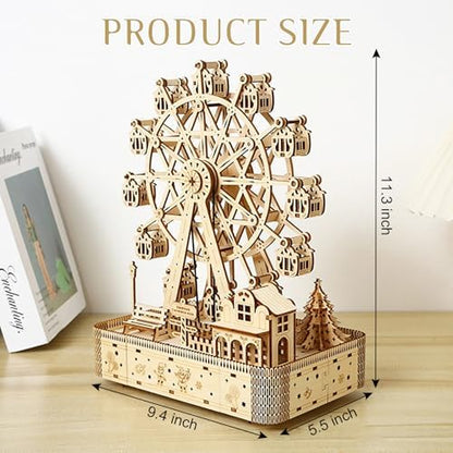 3D Wooden Puzzles for Adults, Ferris Wheel Kit w/Music & Spark Light - Image 2