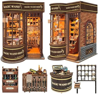 Spilay DIY Miniature Book Nook Kit, Dollhouse Tiny House Model Build Bookshelf Decor, Bookends Model Kit with dust Cover & LED for Teens and Adults Gifts(Magic Shop) by SpilayDIYDollhouseMiniature