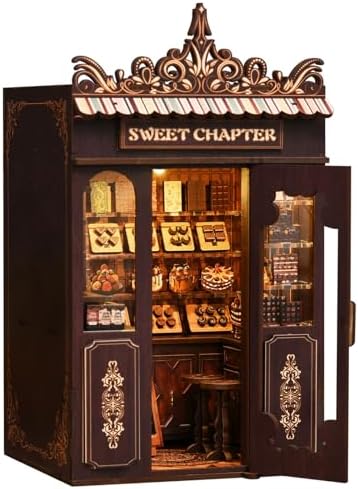 Book Nook Kit, DIY Dollhouse Miniature House with LED Bookshelf Decor Home Decor, 3D Wooden Puzzle Craft and Creative Gifts for Adults, Teens, Beginners (Sweet Chapter) by Reenovan