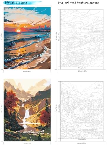 QUITEDEW 2 Pack Paint by Number Kit for Adults Mountain11.8x15.7 Inch - Image 2
