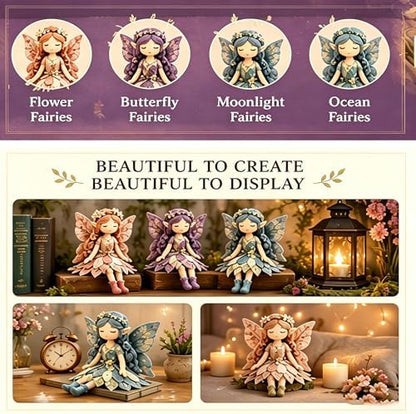 Fairy Patchwork DIY Collection, Flower Fairies Sewing Kit for Adults & Beginners, Make 4pcs Fabric Fairy Dolls with Pre-Cut Materials, Handmade DIY Craft Gift & Home Decor (Butterfly Fairies) - Image 5