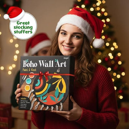Unwynd Boho Wall Art – Paint & Knot Craft Kit – Paint 10" MDF Round Cutout and Learn Beautiful Macrame Knots, Creative Craft Activity for Adults, Ideal for Home Decoration, Perfect Creative Gift for Adults and Teens