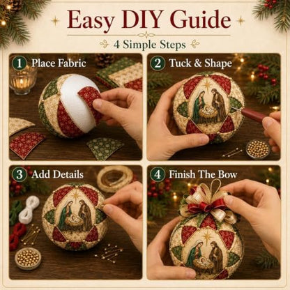 Christmas Nativity Patchwork Ornament DIY Kit, Handmade Quilted Fabric - Image 2