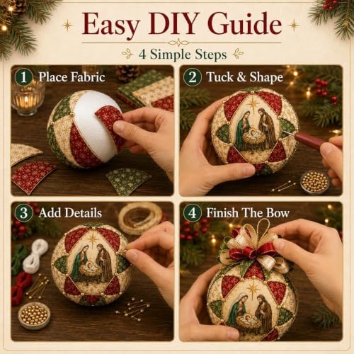 Christmas Nativity Patchwork Ornament DIY Kit, Handmade Quilted Fabric - Image 2